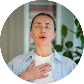 Breating technique demonstration during happiness program